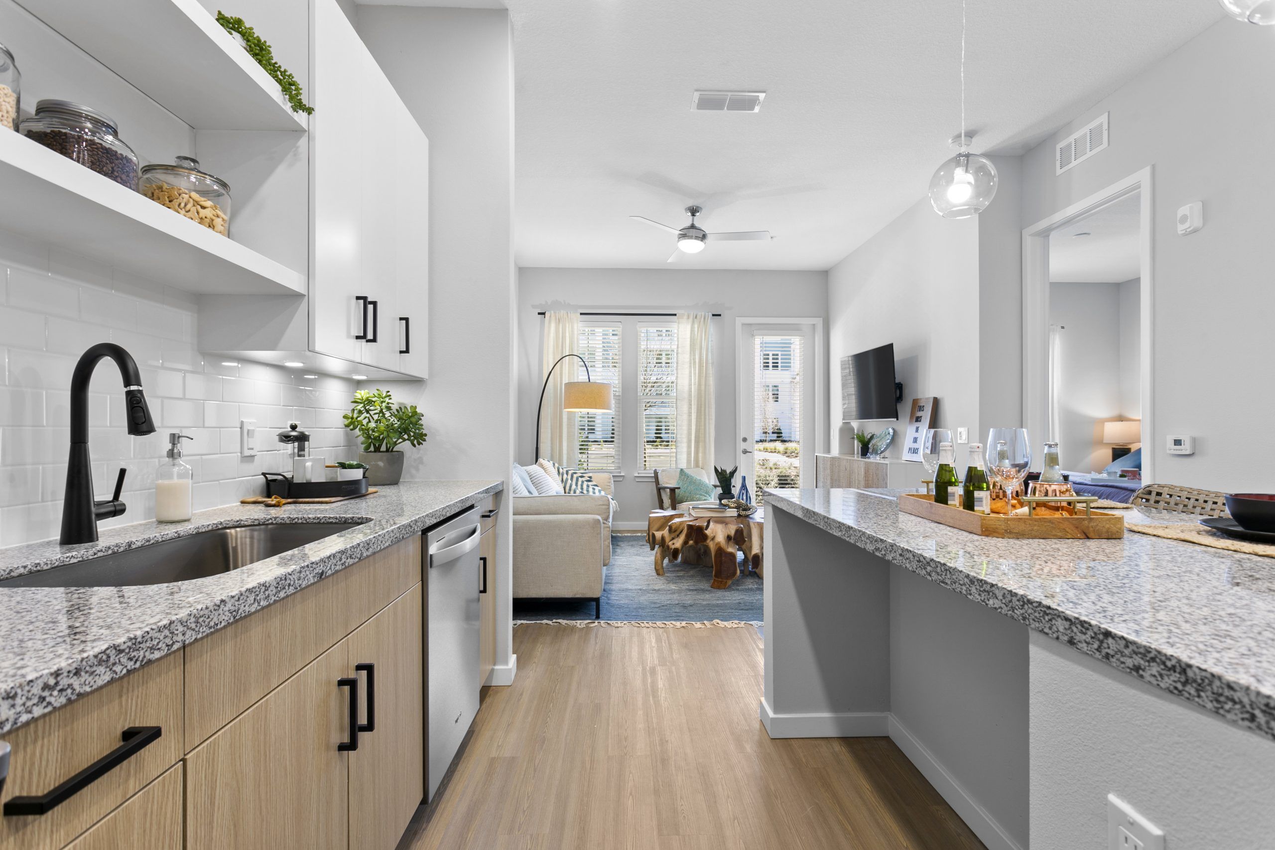 Bright and airy kitchen at Alta Belleair apartment.