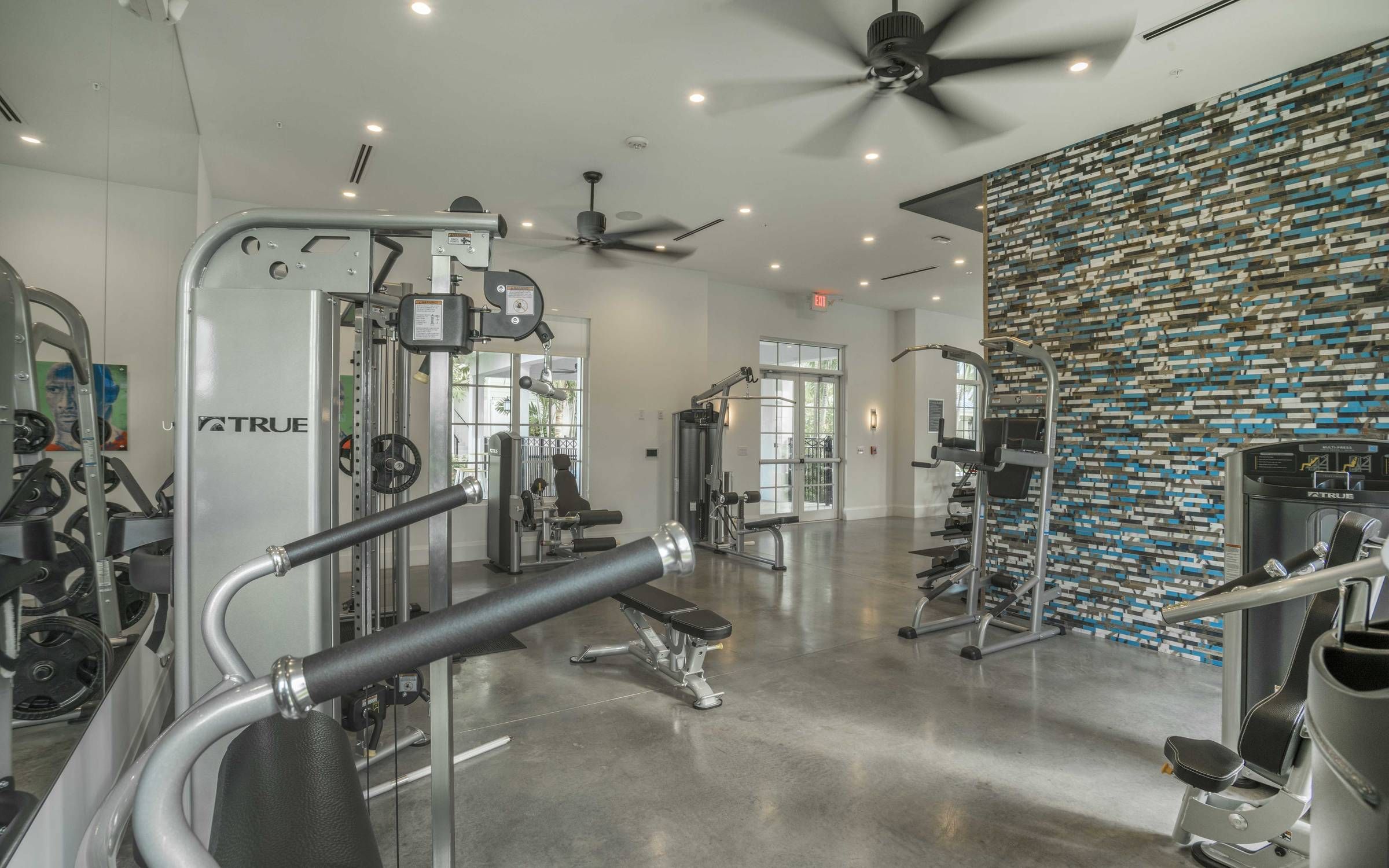 Delray Station fitness center with exercise equipment.