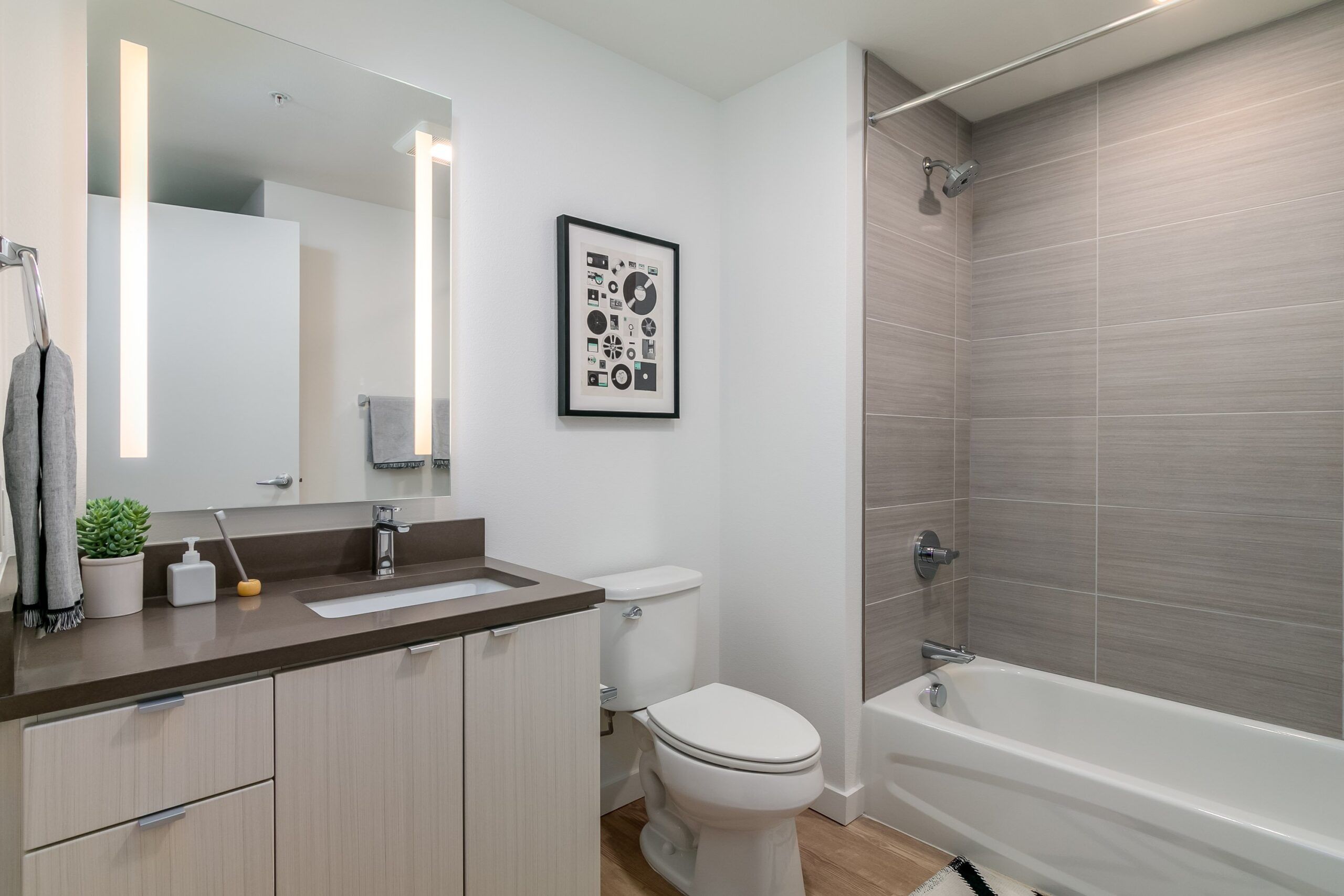 Alta Peak apartments bathroom interior with vanity and shower